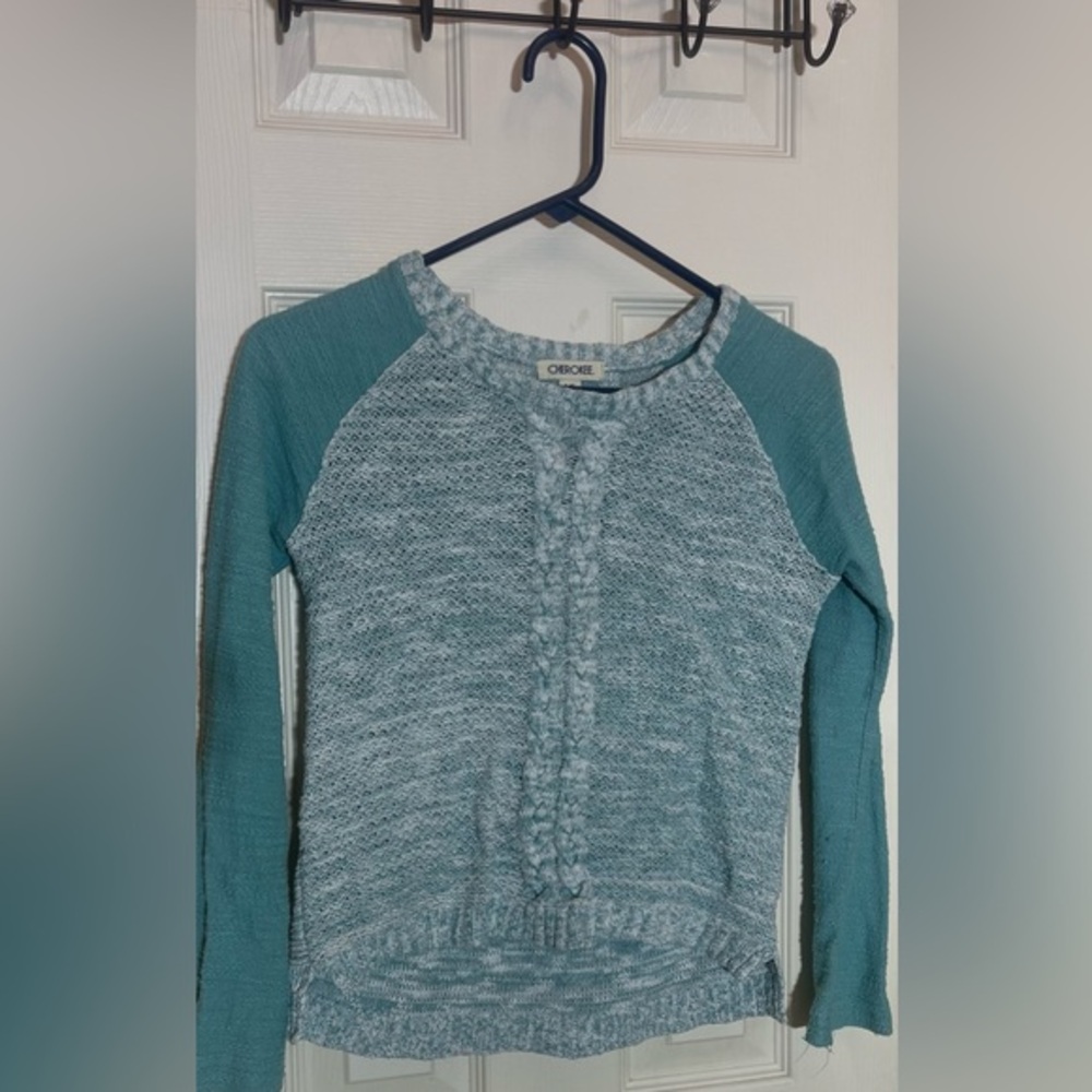 Girls Cherokee sweater turquoise size large 10/12